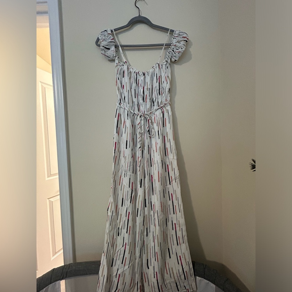 Lulus white striped romper - size small